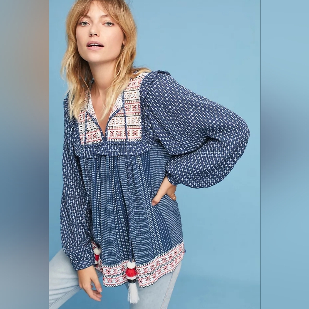 { Anthropologie } Serafina Peasant Top Cottagecore Festival